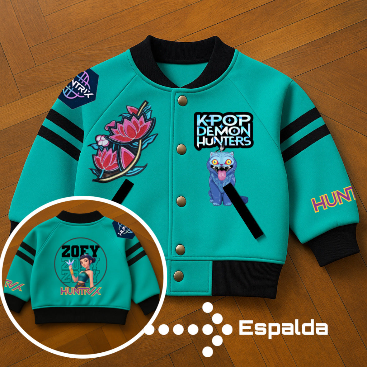 Key Pop Demon Hunters Jacket Varsity Modelo  Zoey 6-12 Meses 2- 12 años - XS- L